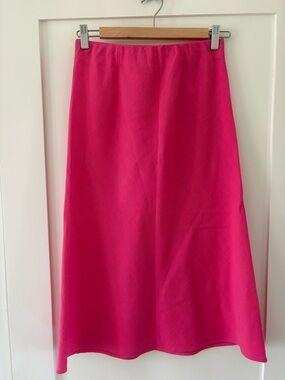 Babaton Aritzia hot pink midi skirt elastic waist pull on viscose sz 2